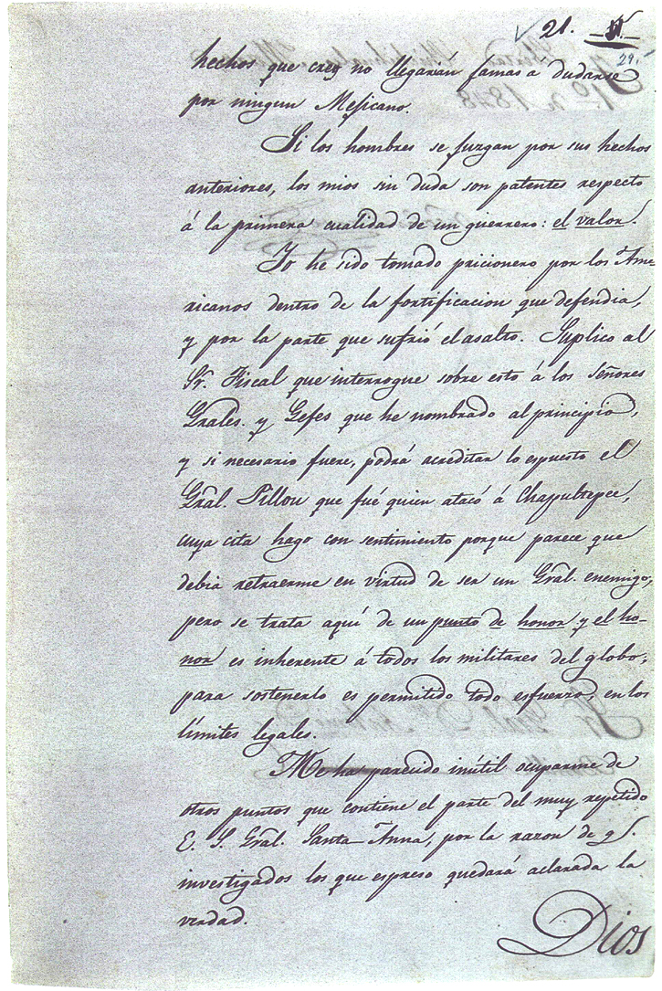 Documentos Históricos Sobre La Defensa De Chapultepec * Declaración Del ...