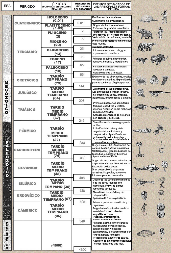 Resultado de imagen de tabla geológica